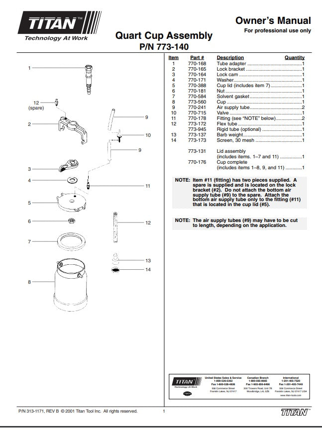 Titan CapSpray Quart Cup Assembly