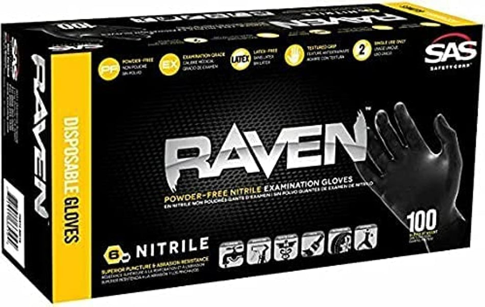 SAS Raven Powder-Free Nitrile Gloves (100ct)